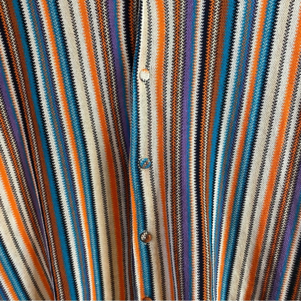 PHO Firenze Italy Vertical Stripe Knit Button Up Shirt Resort Luxury Sz L - Picture 6 of 11